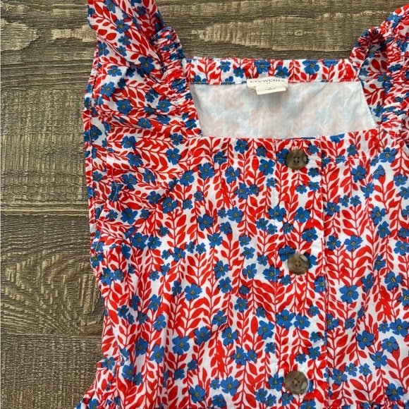 Crewcuts blue and red floral button front dress 7 - Picture 4 of 7